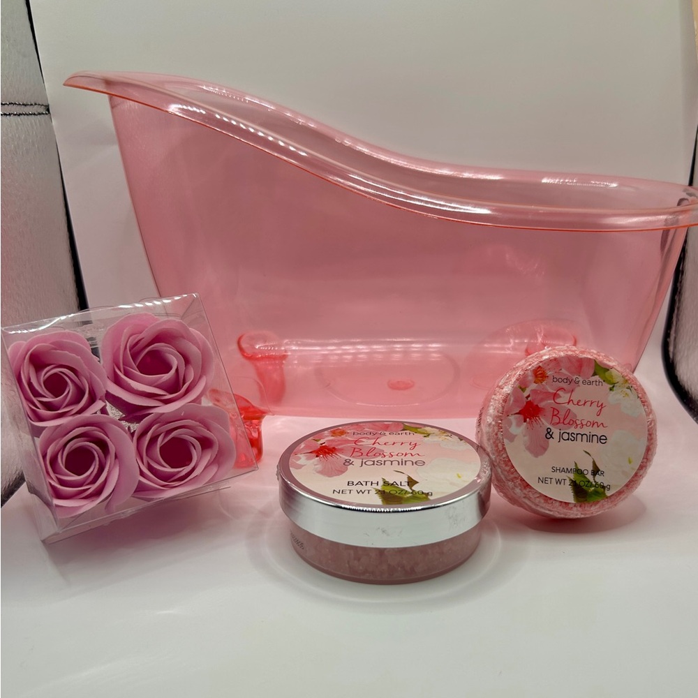 Body & Earth Cherry Blossom Shampoo Bar and Bath Salts